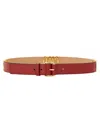 Moschino Adjustable Gold-tone Buckle Belt In Red