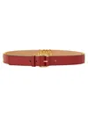 Moschino Adjustable Gold-tone Buckle Belt In Red