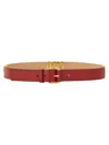 Moschino Adjustable Gold-tone Buckle Belt In Red