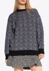 Moschino Herringbone Crewneck Sweater In Gray
