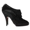 Moschino High Heel Boots In Black Suede In Black
