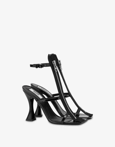 MOSCHINO HIGH-HEELED PATENT LEATHER SANDALS