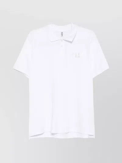 Moschino High-low Hem Piqué Weave Polo Shirt In White