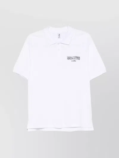 Moschino High-low Hem Piqué Weave Polo Shirt In White