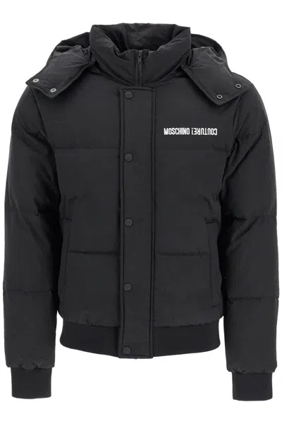Moschino High-neck Down Jacket With Hood In Black
