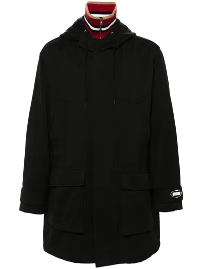 Moschino High-neck Hooded Coat In Black