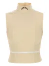 Moschino High Neck Sleeveless Cotton Top In Nude