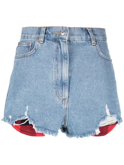 Moschino High-rise Cotton Denim Shorts In Blue