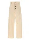 Moschino Ankle-length Cotton Gabardine Trousers With High Waist In Neutral