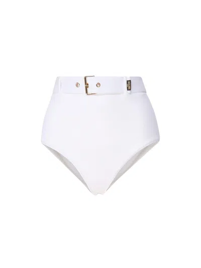 Moschino High-waist Belted Stretched Bikini Bottoms In White