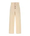 Moschino Ankle-length Cotton Gabardine Trousers With High Waist In Neutral