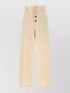 Moschino Ankle-length Cotton Gabardine Trousers With High Waist In Neutral