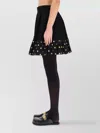 Moschino High Waist Polka Dot Skirt With Ruffled Hem In Black