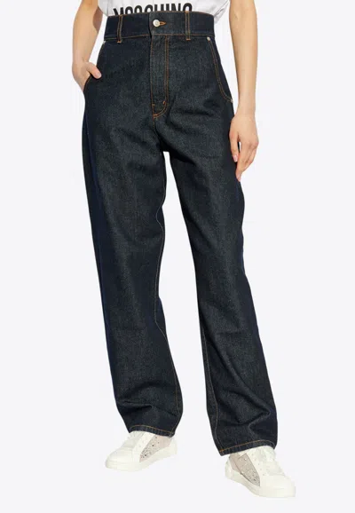 Moschino High-waist Straight-leg Jeans In Blue
