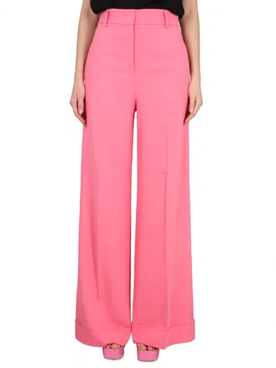 Moschino High Waist Trousers With Belt Loops In Pink