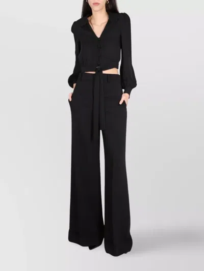 Moschino High Waist Wide-leg Trousers In Black
