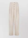 Moschino High Waist Wide Leg Trousers With Button Detailing In Neutral