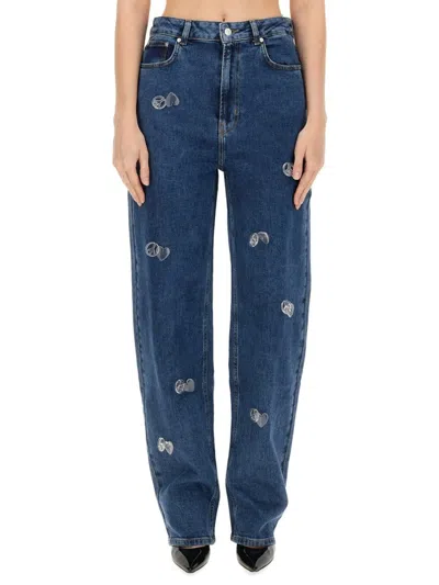 Moschino High-waisted Denim Pants With Unique Embellishments