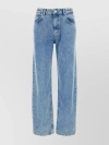 MOSCHINO HIGH-WAISTED DENIM TROUSERS WITH CONTRASTING STITCHINGS AND FIVE POCKETS