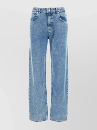 Moschino High-waisted Denim Trousers With Contrasting Stitchings And Five Pockets In Blue