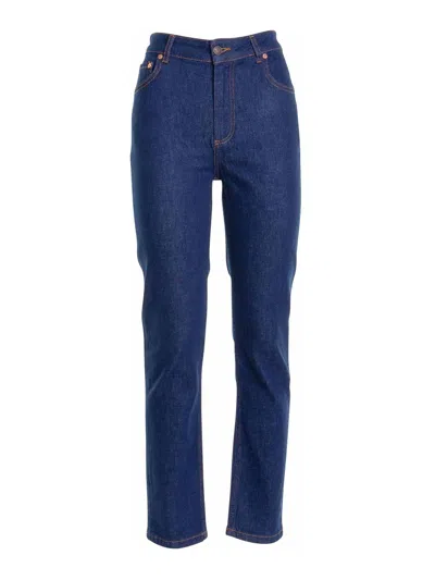 Moschino High-waisted Five Pocket Jeans In Lavado Claro