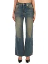 Moschino Cotton Denim Flare Pants In Blue
