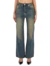 Moschino Cotton Denim Flare Pants In Blue