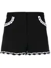 Moschino High-waist Lace-trim Buttoned Shorts In Black