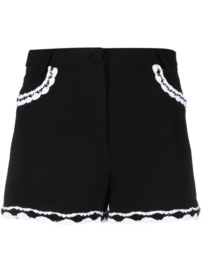 MOSCHINO HIGH-WAISTED LACE-TRIM SHORTS