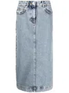 Moschino High-waisted Midi Denim Skirt With Five-pocket Styling In Blue