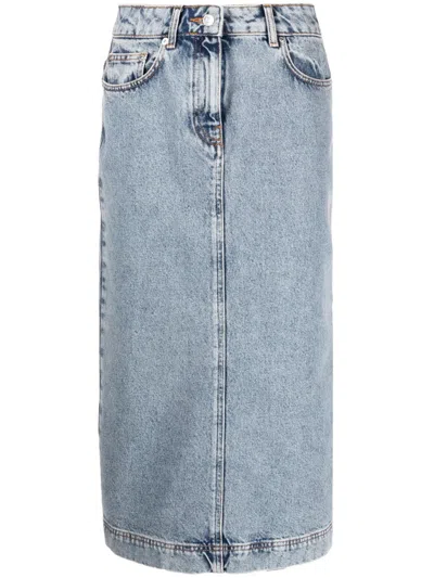 MOSCHINO MOSCHINO HIGH-WAISTED MIDI DENIM SKIRT WITH FIVE-POCKET STYLING