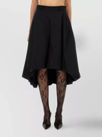 Moschino High-waisted Midi Flared Skirt With Belt Loops In Black