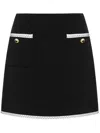 Moschino Heart-button Crepe Skirt With Grosgrain Detail In Black