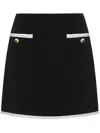 Moschino Heart-button Crepe Skirt With Grosgrain Detail In Black