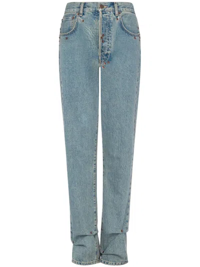 Moschino Logo-patch Straight-leg Jeans In Blue