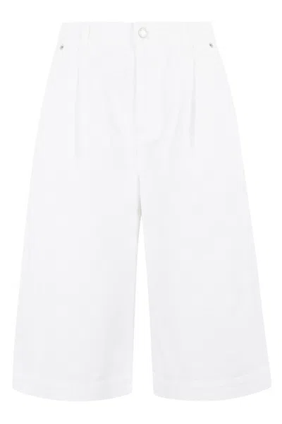 Moschino High-waisted White Denim Bermuda Shorts