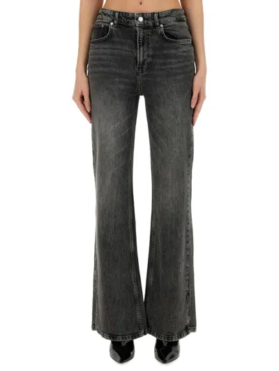 Moschino High-waisted Wide-leg Jeans In Grey