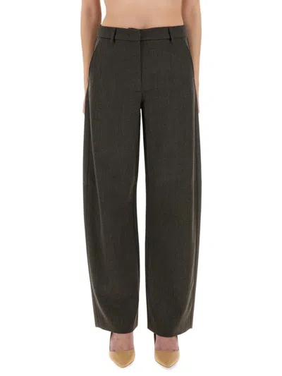 Moschino High-waisted Wide Leg Pants With Tailored Silhouette In Gray
