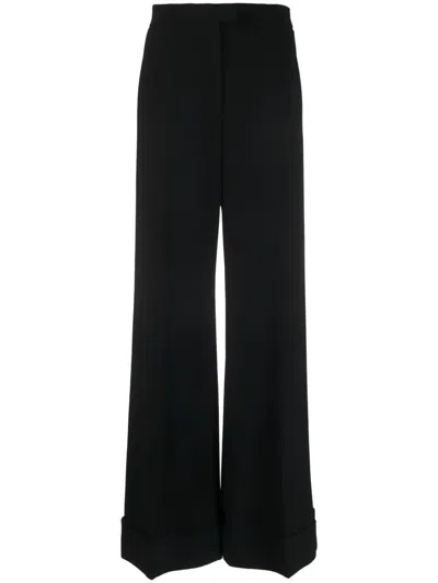 Moschino High-waisted Wide-leg Trousers With Crease Effect In Black