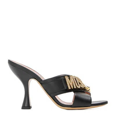 Moschino High-heeled Slippers In Black