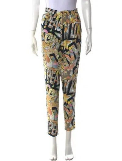 Pre-owned Moschino High-rise Straight Leg Jeans In Neutrals