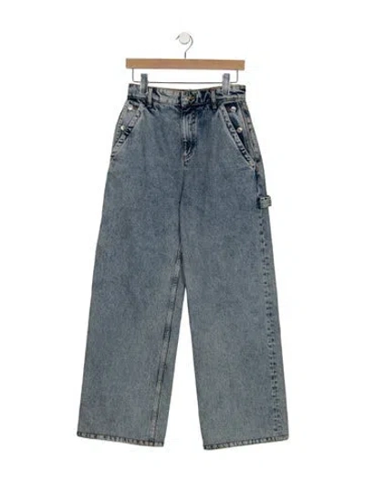 Pre-owned Moschino High-rise Wide Leg Jeans In Blue