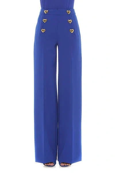 Moschino High-waisted Straight Leg Pants For Women In Blue