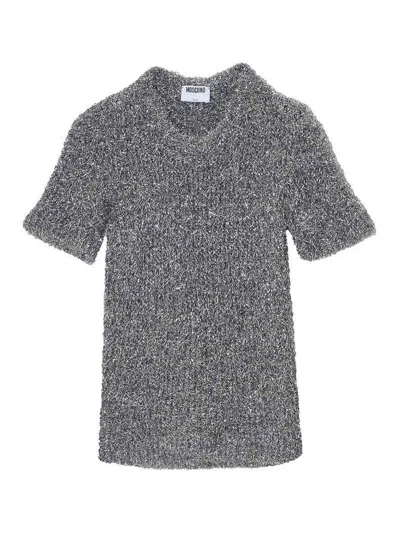 Moschino Holidays Short Sleeve Shirt In Silver
