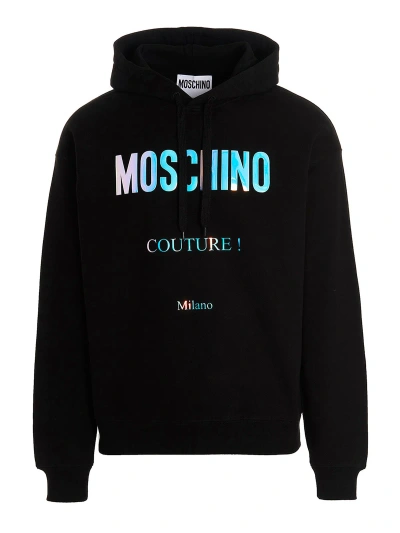 Moschino Holographic  Hoodie In Black