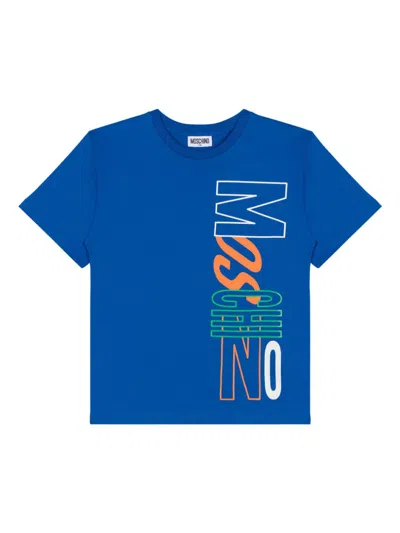 Moschino Kids' Holographic Print T-shirt In Blue