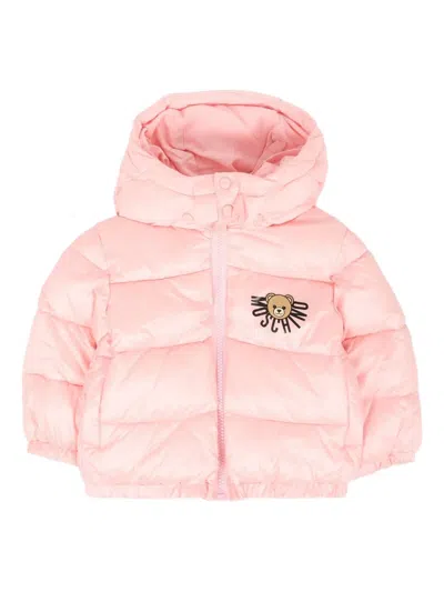 Moschino Hooded Appliqué Jacket In Pink