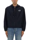 Moschino Hooded Black Nylon Jacket With Adjustable Hem In Black