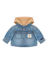 Moschino Hooded Denim Jacket In Blue