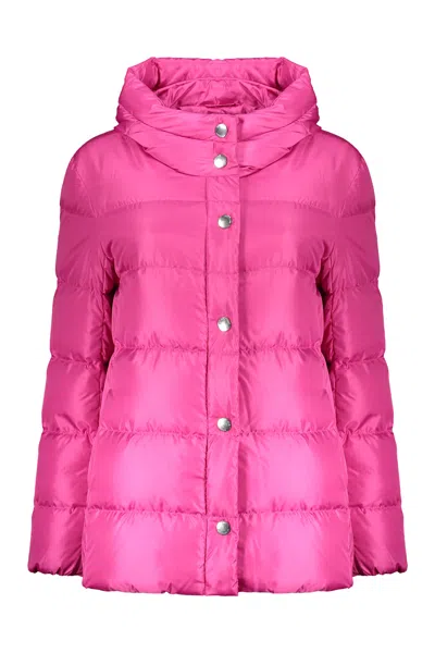 Moschino Hooded Down Jacket In Pink